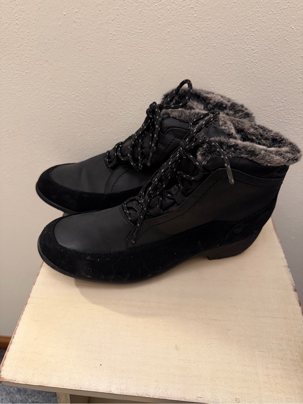 Black Faux-Fur Lined waterproof boot